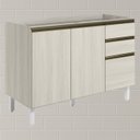 Ver imagem 2 de Balcao para Pia 2p 3g 120cm Mdf Kali 16417 Bianco Toq Bianco Toq Nicioli