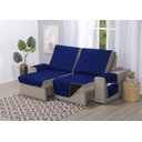 Ver imagem 1 de Capa de Sofá Retrátil Protetor 4 Lugares 2,20m de Assento Dupla Face Duas Cores:azul Royal e Preto