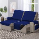 Ver imagem 4 de Capa de Sofá Retrátil Protetor 4 Lugares 2,20m de Assento Dupla Face Duas Cores:azul Royal e Preto