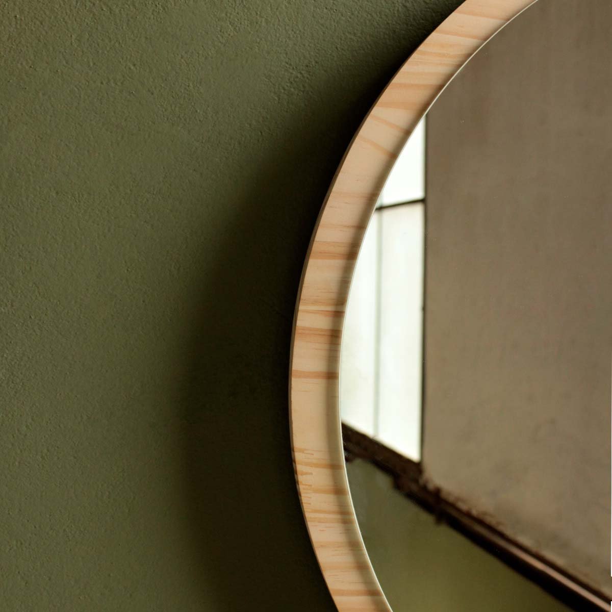 Espelho Redondo Decorativo em Madeira Pinus - 60cm - 3