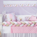 Ver imagem 1 de Kit Berço Safari Menino 11 Peças Estampado de Bichinhos + Naninha:rosa