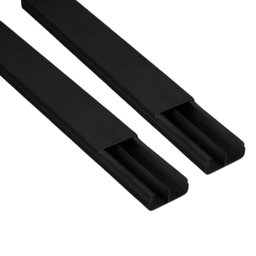 Kit 2 Canaleta Preta 2 Divisórias Cabos Fita Dupla Face 2m - 1