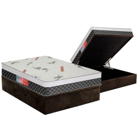 Cama Box Baú Casal: Colchão Ortopédico Plumatex Falcon Ultra Firme + Base CRC Suede Brown(138x188