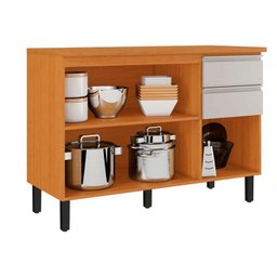 Balcão de Cozinha Itatiaia Triplo com Tampo 3 Portas 2 Gavetas 1,20m Cinamomo/off White Namur - 2