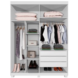 Guarda Roupa Mônaco Ripado com Espelho 2 Portas Benetil:branco - 4