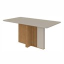 Ver imagem 1 de Mesa de Jantar Retangular 6 Lugares Tampo MDF 170cm Astrid Marrom Off White/Amêndoa Clean
