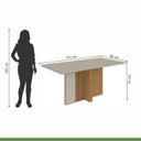 Ver imagem 2 de Mesa de Jantar Retangular 6 Lugares Tampo MDF 170cm Astrid Marrom Off White/Amêndoa Clean