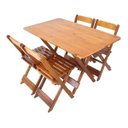 Ver imagem 1 de Mesa de Jantar Madeira Maciça Dobravel Premium 120x70 4 Cadeiras - Mel