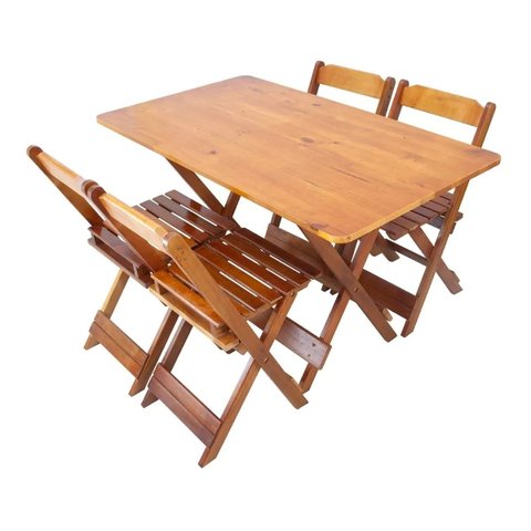 Mesa de Jantar Madeira Maciça Dobravel Premium 120x70 4 Cadeiras - Mel