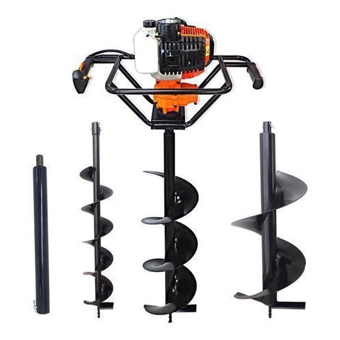 Perfurador de Solo 52cc + Broca 80x10 e 80x30cm + Extensão 60cm