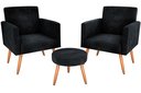 Ver imagem 2 de Kit 2 Poltronas + Puff Dallas Veludo Preto E451 - Matrix