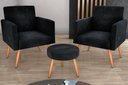 Ver imagem 1 de Kit 2 Poltronas + Puff Dallas Veludo Preto E451 - Matrix