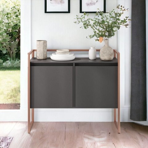 Buffet Lótus Prime Industrial 2 Portas MDP Preto 100,9cm Plata Móveis