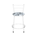 Ver imagem 4 de Jogo 2 Banqueta Baixa Para Cozinha Epoxi Branca Estofado Floral Floral