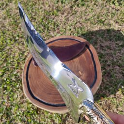 Faca Picanheira Artesanal Cabo Águia Churrasco 9' Inox 420c Dorso Mosqueado Full Tang - 5