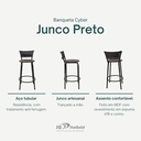 Ver imagem 3 de Kit 2 Banquetas para Balcão Cozinha Gourmet Junco Preto Bancada Ilha Banco 60cm Itagold