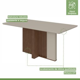 Mesa de Jantar 160x90cm Tampo MDF/Vidro Apogeu Móveis Lopas - 5