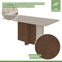 Mesa de Jantar 160x90cm Tampo MDF/Vidro Apogeu Móveis Lopas - 6