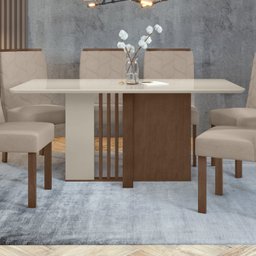Mesa de Jantar 160x90cm Tampo MDF/Vidro Apogeu Móveis Lopas - 2