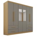 Ver imagem 3 de Guarda-Roupa Casal com Espelho 6 Portas 4 Gavetas Texas Premium Cinza/Jequitibá/Granizo