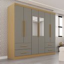 Ver imagem 1 de Guarda-Roupa Casal com Espelho 6 Portas 4 Gavetas Texas Premium Cinza/Jequitibá/Granizo
