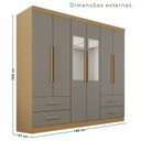 Ver imagem 3 de Guarda-Roupa Casal com Espelho 6 Portas 4 Gavetas Texas Premium Cinza/Jequitibá/Granizo