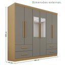 Ver imagem 4 de Guarda-Roupa Casal com Espelho 6 Portas 4 Gavetas Texas Premium Cinza/Jequitibá/Granizo