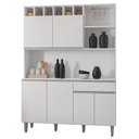 Ver imagem 1 de Kit Cozinha Compacta 130cm com 6 Portas 1 Gaveta Alice Cinza Escuro - Ajl Móveis - Branco