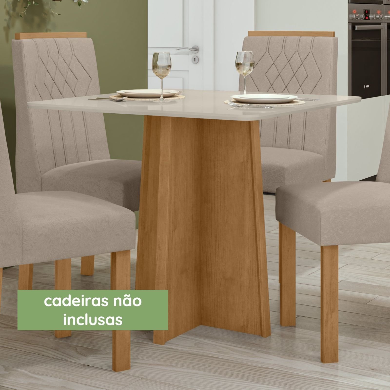 Mesa de Jantar Quadrada 4 Lugares Tampo MDF Celebrare   - 3