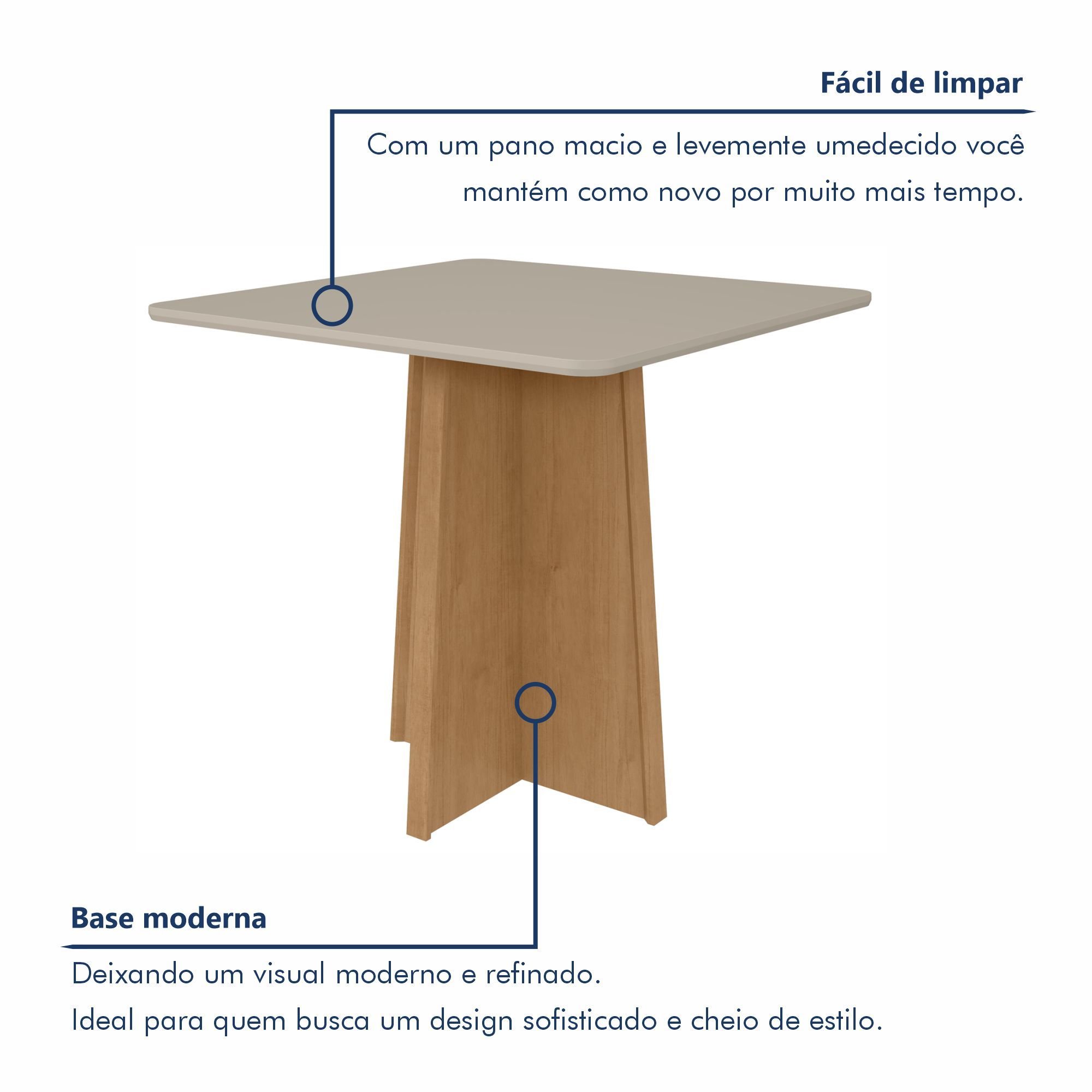 Mesa de Jantar Quadrada 4 Lugares Tampo MDF Celebrare  - 6
