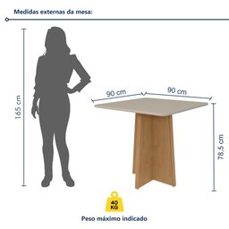 Mesa de Jantar 4 Lugares Quadrada Tampo MDF Celebrare - 8
