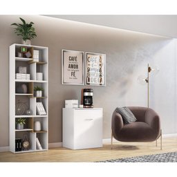 Aparador com Mesa Dobrável Cantinho do Café Ibiza Multimóveis Branco - 7
