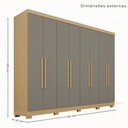 Ver imagem 5 de Guarda Roupa Casal Crsal 8 Portas de Bater 4 Gavetas MDP Madeirado-Cinza Multimóveis 241cm