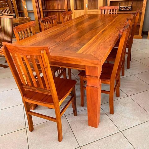 Mesa de Jantar Mineira Retangular Madeira Maciça Peroba Rosa 160cm Nossa Kasa