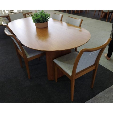 Sala de Jantar Tampo Oval Laminada 6 Cadeiras 2,0x1,0m - Itália - Requinte Salas