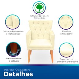 Poltrona Capitonê Clássica Confortável para Sala e Quarto Ana Suede - 4