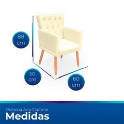 Poltrona Capitonê Clássica Confortável para Sala e Quarto Ana Suede - 3