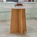 Ver imagem 1 de Mesa de Jantar Redonda 4 Lugares Tampo MDF Celebrare Marrom Amêndoa Clean/Off White