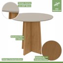 Ver imagem 2 de Mesa de Jantar Redonda 4 Lugares Tampo MDF Celebrare Marrom Amêndoa Clean/Off White