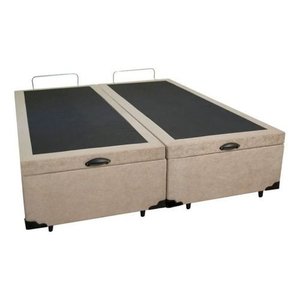 Cama Box Baú Queen Reforçada Fabricação Própria - Suede - Bege