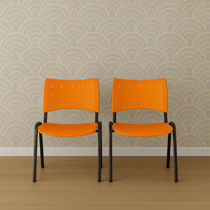 Kit 2 Cadeiras Iso Fixa Empilhável Escola Igreja Salão:laranja