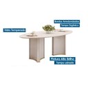 Ver imagem 3 de Conjunto: Mesa Sala Jantar Liz C/ Tampo Madeirado C/ Vidro Oval 218x108cm e 6 Cadeiras Vitta Off