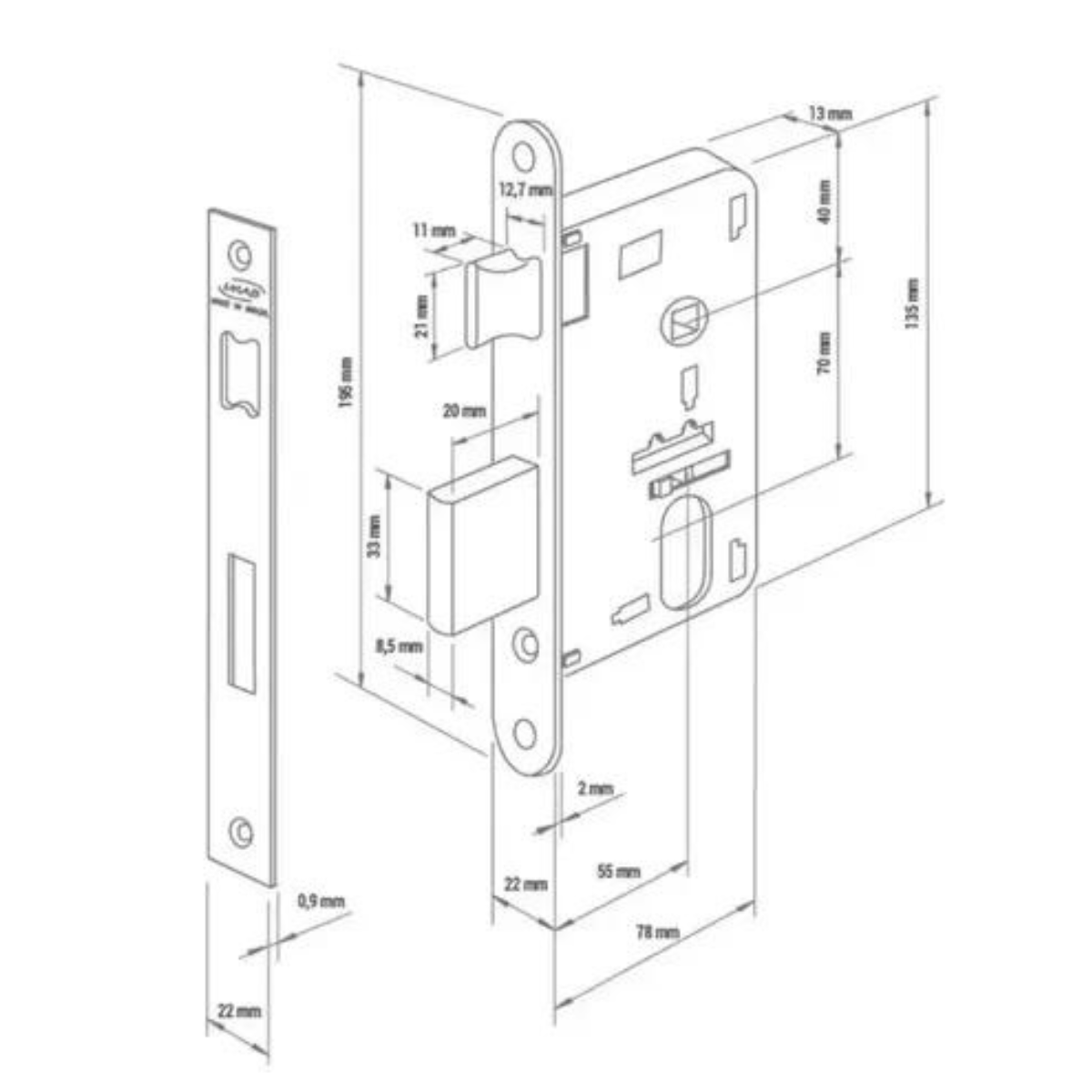 Fechadura Imab Porta Interna Broca 55mm Duna 3 Cromado - 3