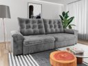 Ver imagem 1 de Sofá 2 Lugares Retrátil Suede Grécia Estofado - Cinza
