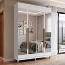 Ver imagem 1 de Guarda-Roupa Solteiro com Pés 4 Portas Batentes com Espelhos Branco/Branco/Rustic Venus Madesa