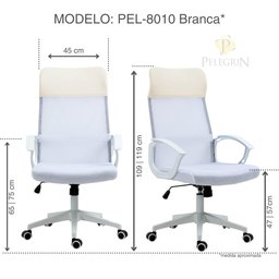 Cadeira de Escritório Presidente Pelegrin Pel-8010 Branca com Off White - 2