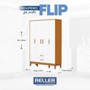 Ver imagem 4 de Jogo de Quarto Infantil Flip Guarda Roupa 4 Portas e Cômoda 4 Gavetas Branco Fosco/savana - Reller