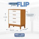 Ver imagem 7 de Jogo de Quarto Infantil Flip Guarda Roupa 4 Portas e Cômoda 4 Gavetas Branco Fosco/savana - Reller