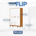 Ver imagem 2 de Jogo de Quarto Infantil Flip Guarda Roupa 4 Portas e Cômoda 4 Gavetas Branco Fosco/savana - Reller