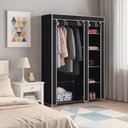 Ver imagem 2 de Guarda Roupa Desmontável com Cabideiro e 5 Prateleiras para Quarto, Closet, Casa e Ambientes Preto